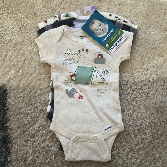 Gerber One Pieces Nwt Onesies Set Of 3 Camping Theme Newborn Poshmark